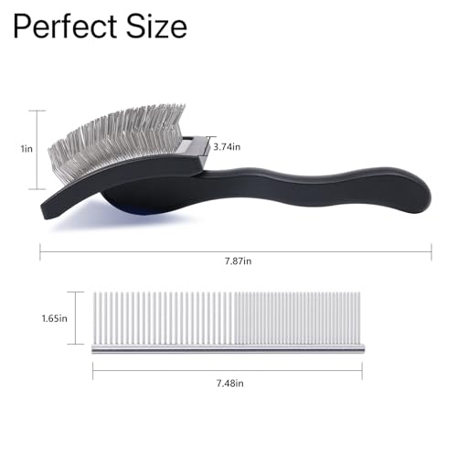 3PCS Slicker Brush for Dogs & Pet Comb,Professional Dog Grooming Brush (Goldendoodles,Poodles,Labradoodles) with Extra Long Pins to Effectively Remove Tangles, Knots,Mats Hair Collection Bottle(Black) - color: Black