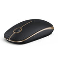 VssoPlor Wireless Mouse, 2.4G Slim Computer Laptop Mouse, Black and Gold | Portable Mouse, Plug & Play USB Nano Receiver, Quiet Silent Optical Mice for Notebook, PC, Laptop, Computer, Windows, Mac - color: Black and Gold