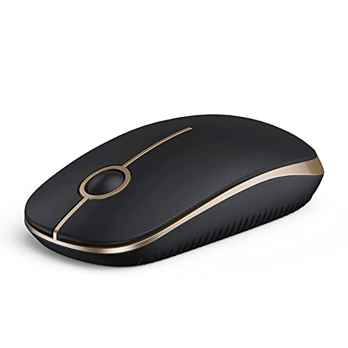 VssoPlor Wireless Mouse, 2.4G Slim Computer Laptop Mouse, Black and Gold | Portable Mouse, Plug & Play USB Nano Receiver, Quiet Silent Optical Mice for Notebook, PC, Laptop, Computer, Windows, Mac - color: Black and Gold