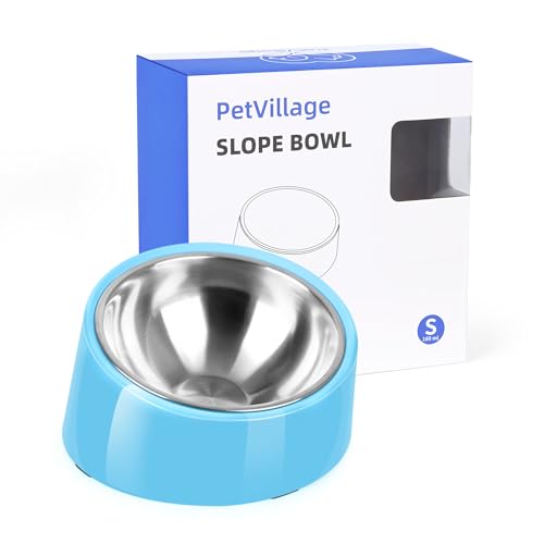 Tilted Dog Bowl Non-Slip & Non-Spill Pet Feeder with Elevated Detachable Melamine Stand, Easy to Get Food Dog Dish, S/100ml Sky Blue - color: Sky Blue, size: Small(100ml)