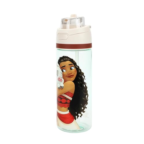Bioworld Moana & Pua Blue 24 Oz Plastic Water Bottle With Dual Spout Lid - color: Moana & Pua Blue