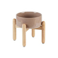 Havniva Elevated Dog Bowls Ceramic Dog Bowls with Stand, Dog Food Bowl | 7.3” Raised Dog Bowls with Non-Slip Wood Stand, Dog Food and Water Bowl Set, Dog Feeding Bowls for Medium Dogs - color: Bowl+Stand - Brown Coffee, size: 7.3inch