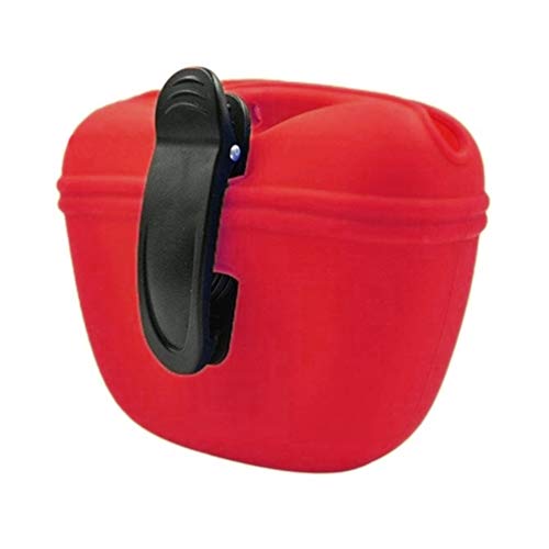 RoyalCare Silicone Dog Treat Pouch-Small Training Bag-Portable Dog Treat Bag for Leash with Magnetic Closure and Waist Clip[US Design Patent] - color: dark red