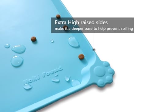 Hoki Found L Silicone Pet Food Mats - Non Slip Dog Cat Bowl Placemats - Waterproof Dog Cat Food Mats for Carpet - Arctic - color: Arctic, size: 22" x 14"