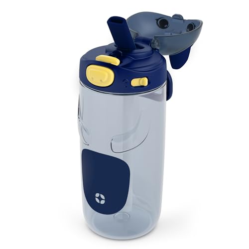 Ello Ellies 16oz BPA-Free Plastic Leakproof Kids Water Bottle, Dog | Animal shaped plastic kids water bottle with straw, leakproof locking lid, carry handle, & BPA-free design for school lunches - color: Dog, size: 16 Ounces