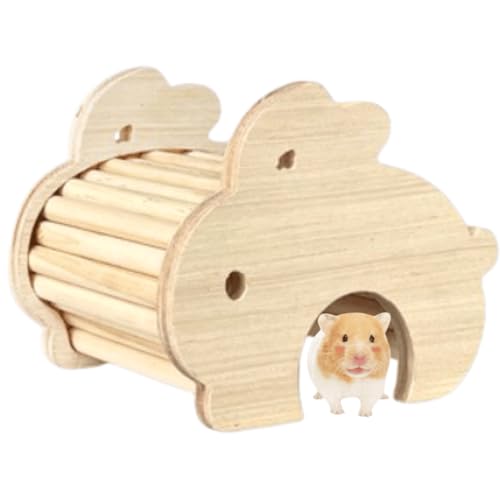 Hamster Wooden Hideout House Natural Wood Pet Rats Climbing Play Hut Hideaway Room for Small Chicken Hedgehogs Chinchilla Habitat Pet Cage Accessories (C) - style: C