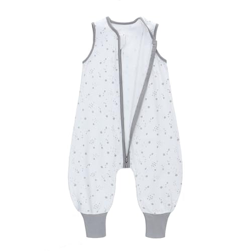 Miracle Baby Sleep Sack with Feet - 0.5 TOG 100% Breathable Cotton Wearable Blanket, Sleeveless Design Sleeping Bag for Baby - color: White Stars, size: 2-4 Years(L)
