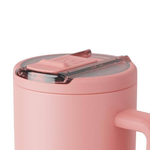 BrüMate Era Flip 30oz Tumbler with 100% Leakproof Covered Straw Lid | Hygienic Covered Straw | Insulated Stainless Steel Water Bottle with Handle | Cup Holder Friendly | BPA-Free (Guava) - color: Guava, size: 30 Ounces