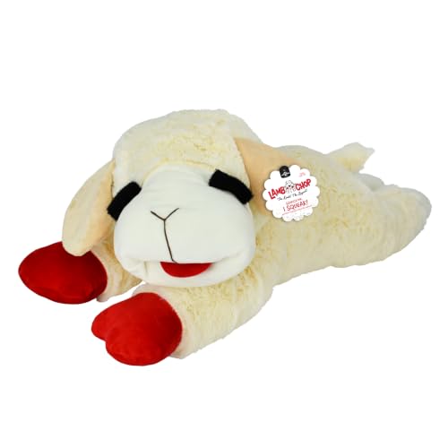 Multipet Lamb Chop Dog Plush Toy - Squeaky Toy for All Dogs - Extra Soft Plush - Stuffed Animal for Cuddling & Playing - Jumbo (24", Cream) - size: 24" Jumbo, style: White