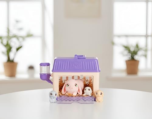 Little Live Pets Mama Surprise Minis Bunny, Reveals 2-4 Babies | Feed celery to reveal surprise babies with unique birthmarks, 2 accessories; interactive pet toy kids ages 4+ - style: Bunny