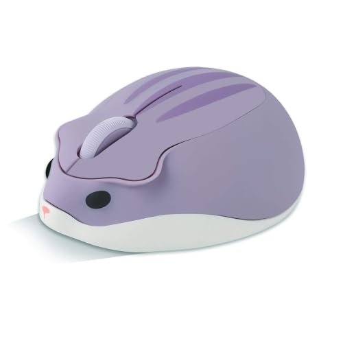 CHUYI Cute Hamster Wireless Silent Mouse Cartoon Portable Travel Mute Mouse 1200DPI Optical Cordless Quiet Animal Mice for Computer Laptop PC Gift (Purple) - color: Purple