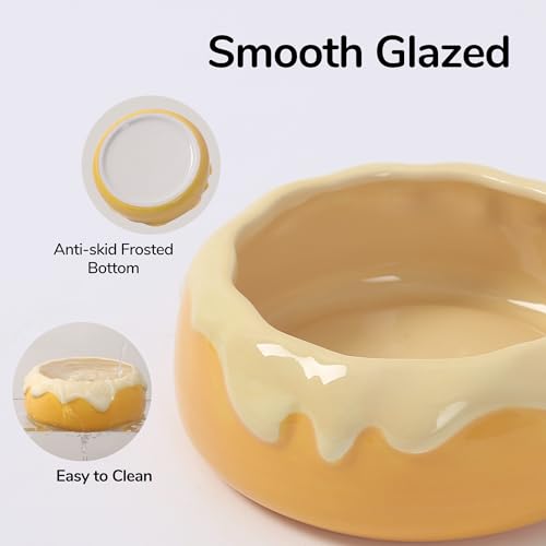 Guinea Pig Food Bowl Hamster Ceramic Water Dish Anti-Spill & Prevent Tipping Rabbit Feeding Bowl for Guinea Pig, Syrian Hamster, Bunny, Rat, Chinchilla, Squirrel, Small Animals (Pink+Purple) - color: Pink+Purple