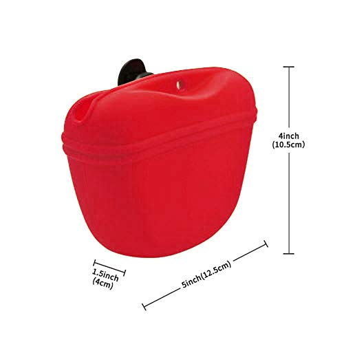 RoyalCare Silicone Dog Treat Pouch-Small Training Bag-Portable Dog Treat Bag for Leash with Magnetic Closure and Waist Clip[US Design Patent] - color: dark red