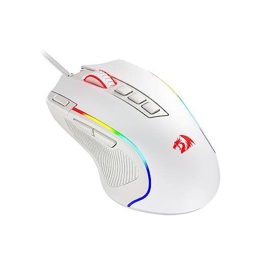 Redragon M612 Wired RGB Optical Gaming Mouse 8000 DPI Remapping Keys | Cable-Free 0 Delay, Redefine Keybinding Macro, Vibing Backlight, Ergonomic Grip Body Comfort - color: White, style: Wired