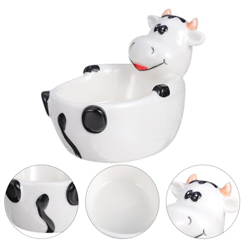 ABOOFAN Animal Shaped Ceramic Bowl Lightweight Cartoon Cow Design Food Container for Dessert Breakfast Snacks Fruit Salad Pasta Soup 5.51X3.54X4.25 Inch