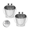 6 Quart Stainless Steel Flat Sided Bucket with Dual Hooks | 2 Pcs Food & Water Bowl for XL Dog Goat Cattle Horse & Livestock | Fits kennel Crate Cages Farm Hanging Pet Pail | Multipurpose - size: 6 Quart (Pack of 2)