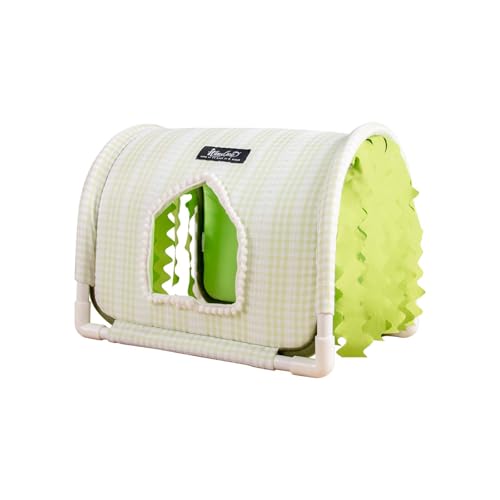 Guinea Pig Hideout No Bottom Guinea Pig Bed Easy to Clean Rabbit Hideout Bunny Beds - Small Animal Indoor Habitat for Chinchilla Ferret Hedgehog Flower-Branch Mouse (Green) - color: Green