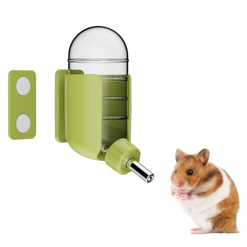 Hamster Water Bottle with Magnetic Holder, Freestanding Water Bottle for Glass Tanks, Suitable for Syrian Dwarf Hamsters Gerbils Mice Rats Degus (Green, 4 oz (Magnetic-Mounted)) - color: Green, size: 4 oz (Magnetic-Mounted)