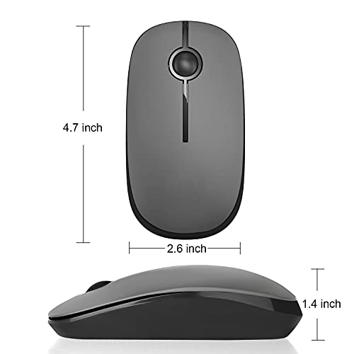 VssoPlor Wireless Mouse, 2.4G Slim Computer Laptop Mouse, Black and Gray | Portable Mouse, Plug & Play USB Nano Receiver, Quiet Silent Optical Mice for Notebook, PC, Laptop, Computer, Windows, Mac - color: Black and Gray
