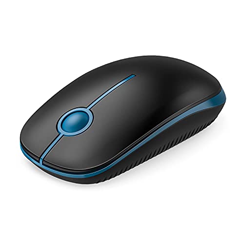VssoPlor Wireless Mouse, 2.4G Computer Laptop Mouse, Black Sapphire Blue | Slim Portable Mouse, Plug & Play USB Nano Receiver, Quiet Silent Optical Mice for Notebook, PC, Laptop, Computer - color: Black and Sapphire Blue