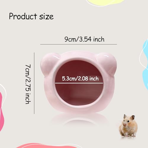 Ceramic Hamster House, Cute Animal Shaped Hamster Cave, Summer Cool Small Animal Hideout Habitat Decor for Dwarf Hamsters (Pink) - color: Pink