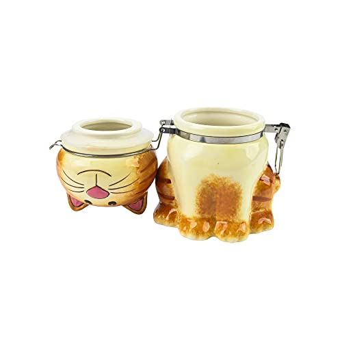 Hand-Painted Earthenware Pretty Kitty Hinged Jar by Boston Warehouse - color: Sitting Pretty Cat