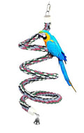 94.4inch Length Colorful Cotton Bendable Rope Perch Swing Bird Chew Toys Amazon Parrots Cage Toys with Bell Swing Climbing Standing Bungee Bird Toys for Regular to Big Size Birds - size: 94.4'x1pc