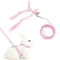 Hypeety Rabbit Harness with Leash Adjustable Nylon Vest for Small Animals | Adjustable 7.9-11.9'' chest, 7.1-10.3'' neck, escape-proof snap buckles, with bell lead for bunnies/guinea pigs/ferrets, pink - color: Pink