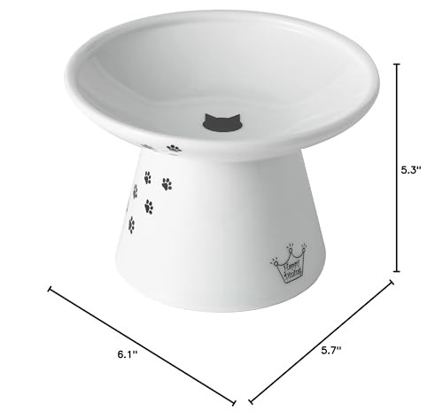 Necoichi Ceramic Extra-Wide Elevated Cat Food Bowl (Cat, Extra Wide) - color: Cat, size: Large Extra Wide