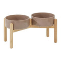 Havniva Elevated Dog Bowls Ceramic Dog Bowls with Stand, Dog Food Bowl | 8.3” Raised Dog Bowls with Non-Slip Wood Stand, Dog Food and Water Bowl Set, Double Dog Feeding Bowls for Large Dogs - color: 2 Bowls+Stand - Brown Coffee, size: 8.3inch