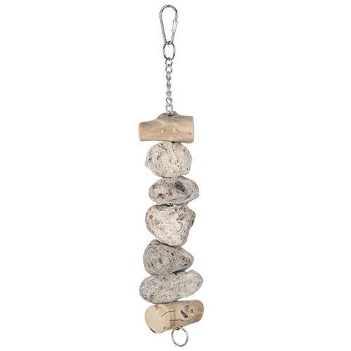 Exotic Nutrition Pumice Chew Dangle - Natural Healthy Hanging Cage Accessory Toy - for Squirrels, Degus, Chinchillas, Prairie Dogs, Birds, Rats, Hamsters, Guinea Pigs & Other Small Pets - color: Light Gray