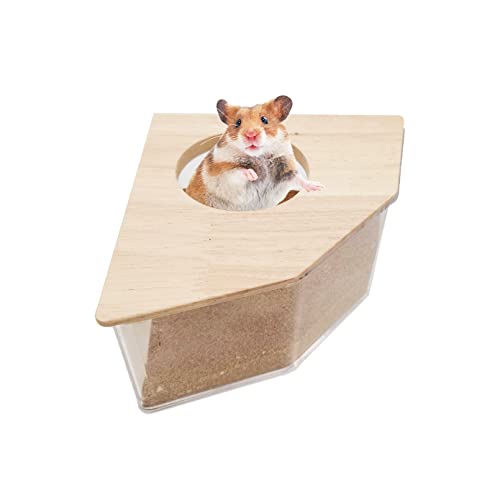 kathson Hamster Sand Bath Box Transparent Acrylic Small Animals Shower Bathtub Guinea Pigs Digging Sand Container Cage Accessories for Lemmings Gerbil Mice Hedgehog Chinchilla (Pentagon) - size: Large - Pentagon