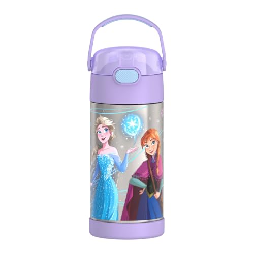 THERMOS FUNTAINER Water Bottle with Straw, 12oz, Frozen 2 | Kids Stainless Steel Insulated Water Bottle, Keeps Drinks Cold Longer for School & Play, BPA-Free - color: Frozen 2, size: 12 Ounces