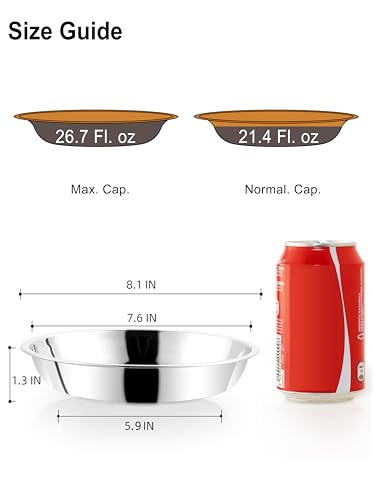 VENTION Stainless Steel Shallow Cat Food Bowl 8.1 Inch, Medium Whisker Fatigue Cat Food Dish 26.7 Fl.oz, Replacement Basic Kitten Bowls Bulk for Elevated Stand, Dishwasher Safe (Set of 4) - size: 8 1/10 Inch-Outer Dia.