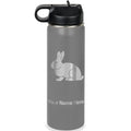 LaserGram Personalized 20oz Water Bottle, Rabbit (Gray) | Engraved Gift, Vacuum Insulated Stainless Steel, Flip-Top Straw Lid, Laser Engraved With Your Name - color: Gray, size: 20 Ounces