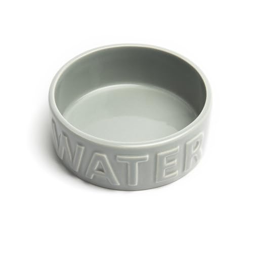 Ceramic Pet Bowl for Dogs and Cats, Food and Water Dish, 8 Cup Capacity, Large, Grey, Dishwasher and Microwave Safe - color: Grey, size: Large