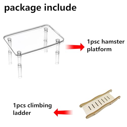 Hamster Platform Acrylic Small Animal Play Activity Resting Stand Climbing Cage Toy with Ladder for Dwarf Syrian Hamsters Gerbils Mice Sugar Glider - color: Transparent(1PCS)