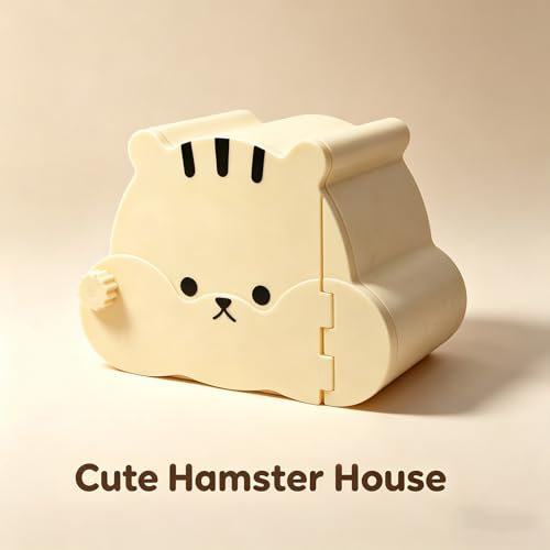 Magnetic Hamster Hideout with Clear Viewing Lid, Mount Hamster House for Syrian Hamsters, Dwarf Hamsters, Gerbils,Mice, Small Animal Hideaway Hut for Acrylic & Wire Cages,Black Emoji4319-4 - color: Black Emoji