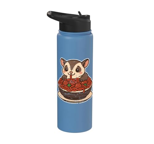 Cute Sugar Glider Spaghetti Pasta Stainless Steel Insulated Water Bottle - color: Light Blue