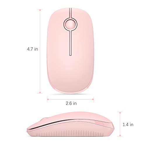 VssoPlor Wireless Mouse, 2.4G Slim Computer Laptop Mouse, Pure Pink | Portable Mouse, Plug & Play USB Nano Receiver, Quiet Silent Optical Mice for Notebook, PC, Laptop, Computer, Windows, Mac - color: Pink