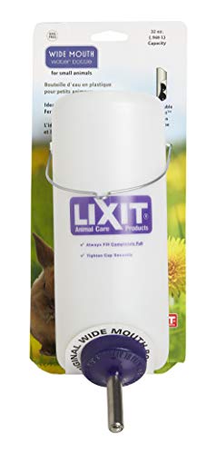 Lixit Wide Mouth BPA-Free Cage Water Bottles for Rabbits, Ferrets, Guinea Pigs, Rats, Chinchillas, Hamsters, Mice, Hedgehogs, Gerbils and Other Small Animals. (Translucent, 32 Ounce) - color: Translucent, size: 32 Ounce