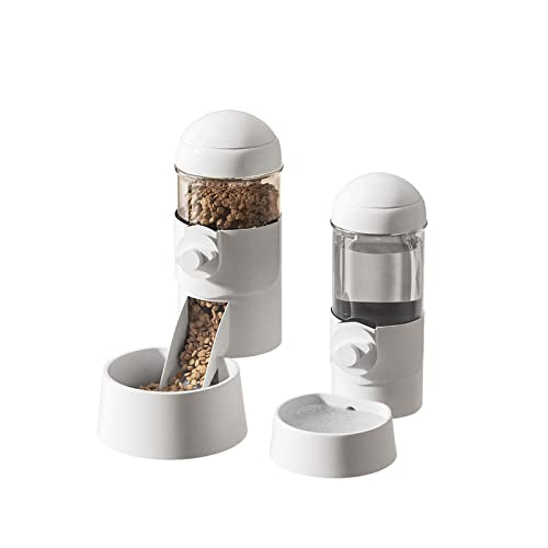 Pet Dog Cat Hanging Automatic Feeders Drinking Bowls, Auto Gravity Rabbits Feeder Water Set, Cage Pet Feeding Bowls Dispenser for Cats Dogs Puppy, Rabbit Hamsters Chinchilla Hedgehog (White-Water) - color: White-water