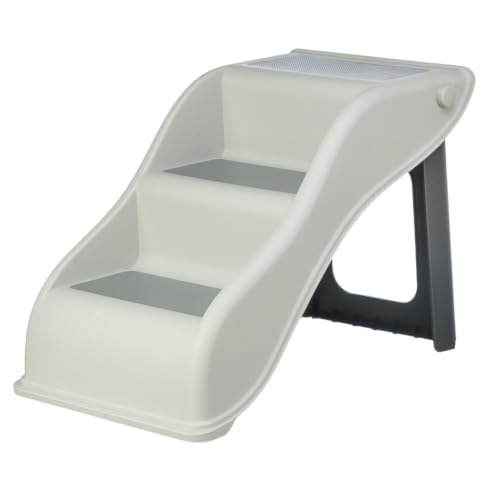TRIXIE Lightweight 3-Step Pet Stairs, Gray | Collapsible, Non-Slip Rubber Treads, For Beds and Couches, Easy to Store