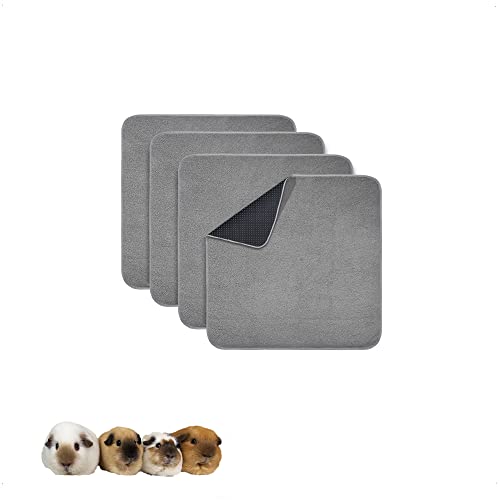 Guinea Pig Bedding, Cage Liners, Washable, Reusable & Leakproof | Premium Fleece Material, Instant Absorbent, Anti-Slip Bottom, Ideal Pee Pads for Small Animals. - size: 11.8"x11.8" (4 Pack)