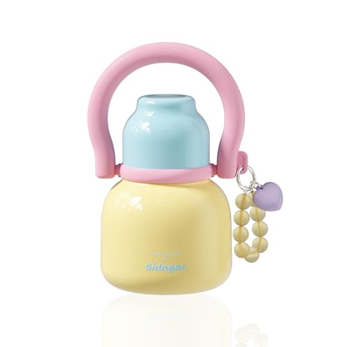22 oz Leakproof Insulated Water Bottle with Handle Dual Lid Yellow | 316L Stainless Steel | Dual Drinking Options | BPA-Free | Steel | Cold 24H & Hot 12H | Wide Mouth Design | Easy Cleaning - color: Yellow