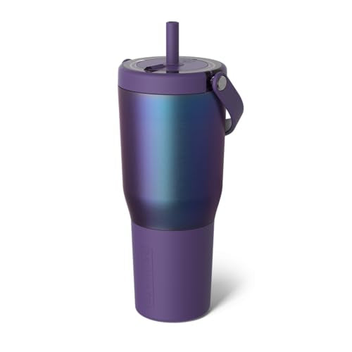 BrüMate Resa 35oz 100% Leakproof Travel Tumbler w/Handle & Straw | Flexible SoftSip Straw | Silicone Sleeve for Durability | Stainless Steel | Cup Holder & Travel Friendly Water Bottle (Dark Aura) - color: Dark Aura, size: 35 oz