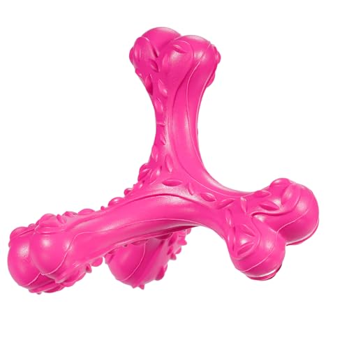 Dog Chew Toys for Aggressive Chewers Large Breed,Indestructible Bones Toy，Durable Cleaning Toothbrush Natural Rubber Dog Toys… (Pink) - color: Pink