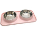 BNOSDM Double Dog Food Bowls Stainless Steel Dog Food and Water Bowls with Non-Spill Plastic Mat Pet Cat Feeder Bowl Set for Puppy Cats Kitten Small Medium Dogs Pink - color: Pink