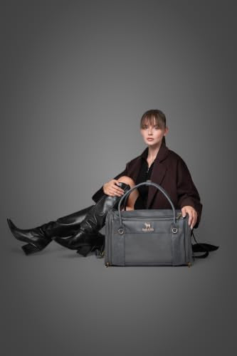 Noah & Paw Cat Carrier Soft Dog Carrier for Small Dogs, TSA Airline Approved 18x11x11in Cat Crate, Pet Travel Crate, Small Pet Kennel, Mattress Included, Charcoal Faux Leather - color: Charcoal (Faux Leather)