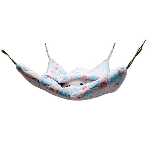 ISMARTEN Small Animal Hanging Hammock, Pet Hanging Nap Sack Sleep Bag Bed, Cage Hammock Beds for Ferret Guinea-Pig Sugar Glider Hamster Rat Mice Chinchilla Flying Gerbil and Squirrel (Pink) - color: Pink